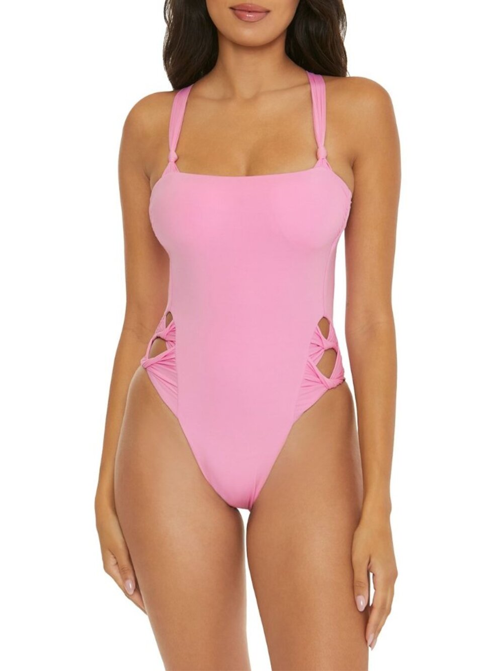 Becca Modern Edge Ribbed High Cut One-Piece Swimsuit Size M